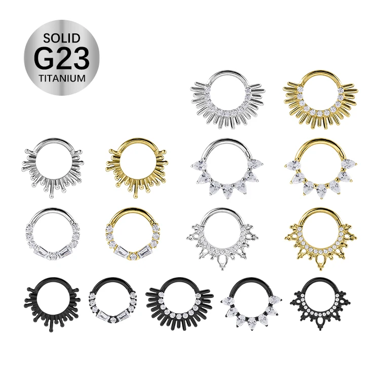 Earrings Nose Ring Stainless Steel 24K Gold Plated Zircon Crystal Piercing Jewelry