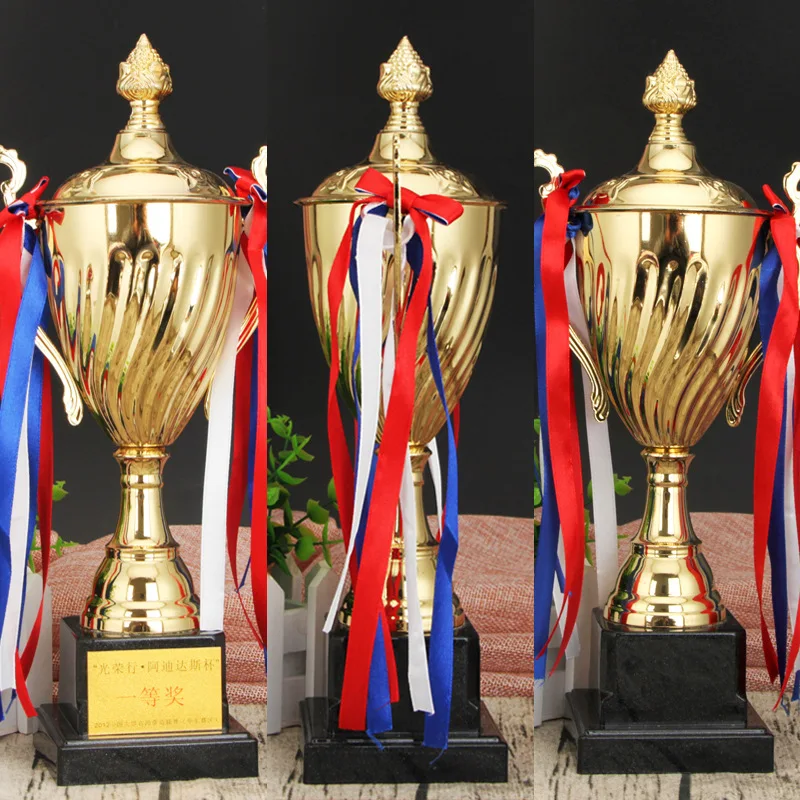 Factory wholesale price trophies and medals custom logo Gold plating process metal trophy