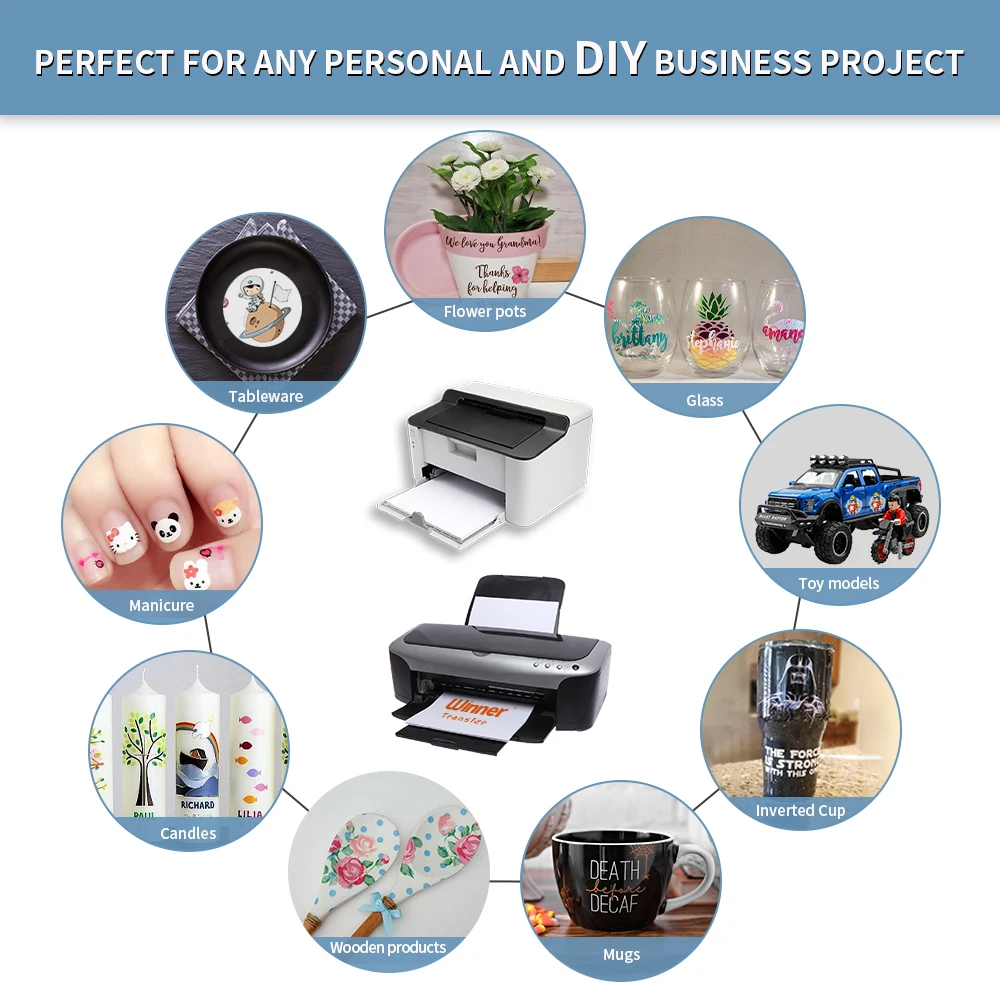 Winner transfer 100% transfer no Cracking cold water transfer paper for Any Inkjet Printers