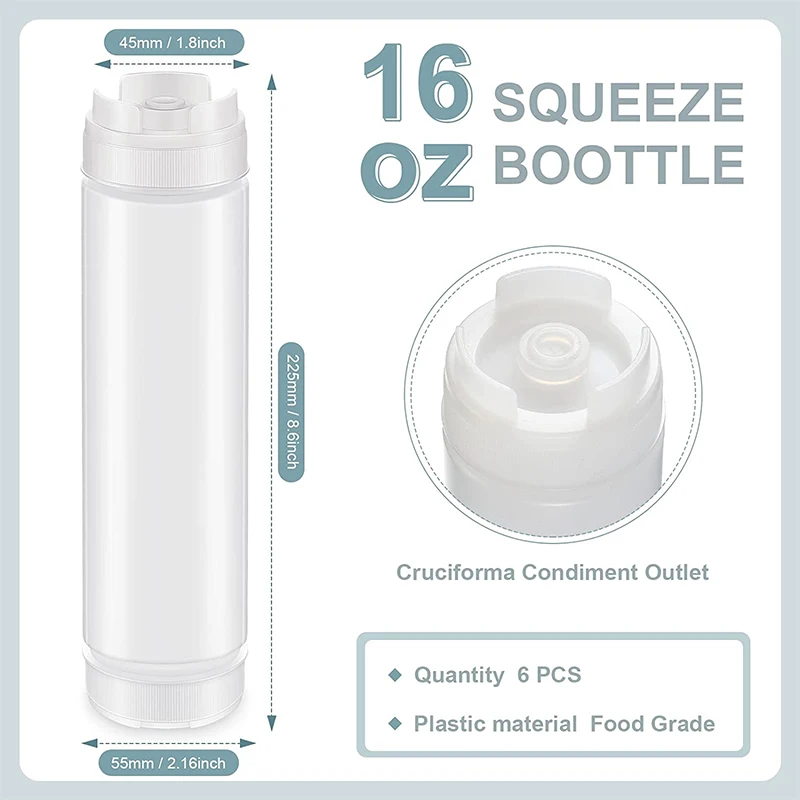 Plastic Squeeze Bottles for Sauces Ketchup Sour Cream Self Sealing Syrup Dispenser for Restaurants Catering Kitchen