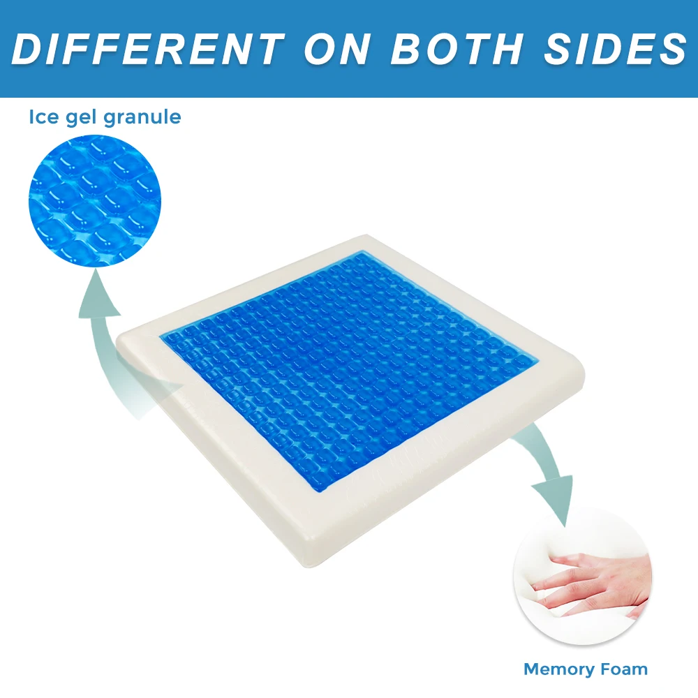 2022 Factory New Square Pads with Cover Gel Memory Foam Seat Cushion for Office Car Wheelchair Seat Cooling Gel Cushion
