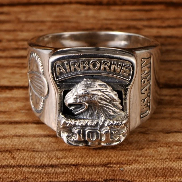 Fashion personalized jewelry mens rings U.S. airborne army solid 925 sterling silver vintage eagle ring for men
