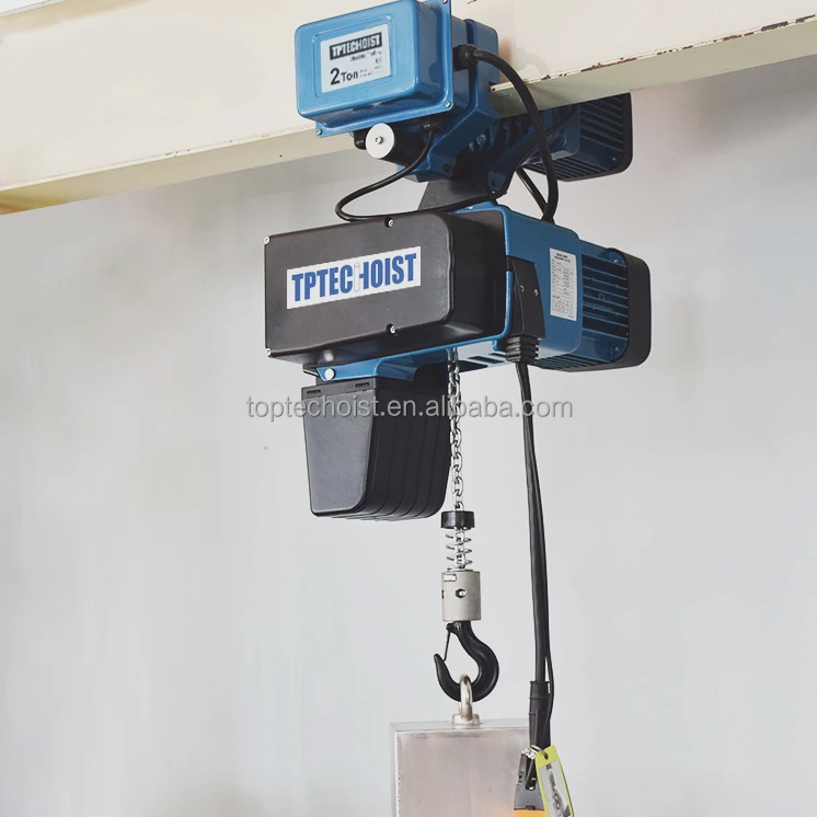 Safe reliable robust 2000 kg  electric chain hoist  smooth operation on free-standing overhead bridge processing crane 2 ton