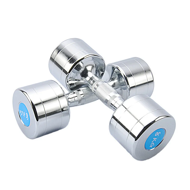 Home Gym Exercise Equipment Weight Sports Strength Training Solid Stainless Steel Electroplated Dumbbells for Men&Women 1-10KG