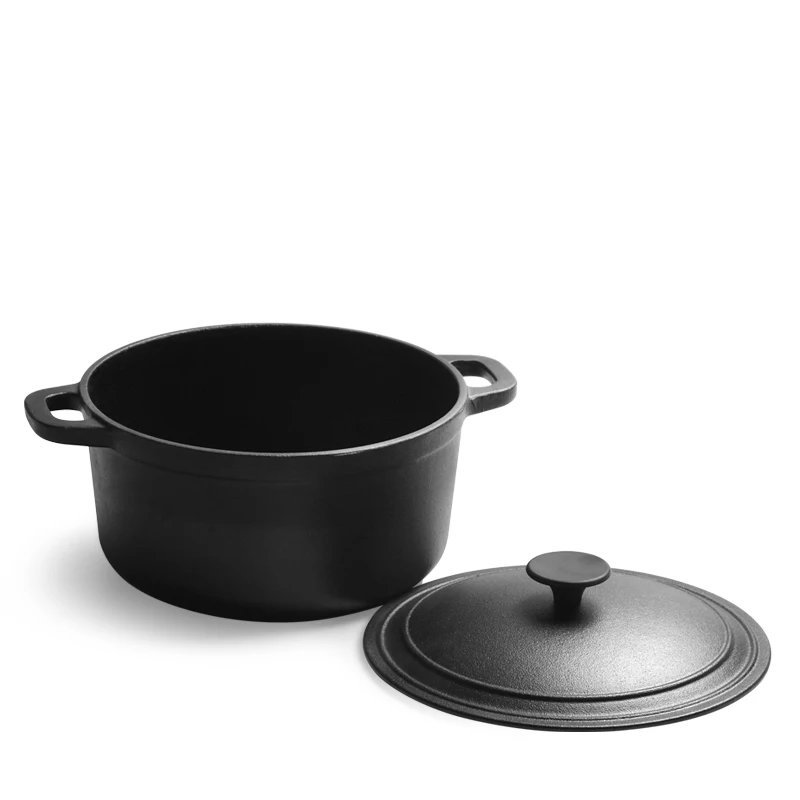 High Quality Non-stick 20cm 23cm 26cm 28cm Two Handles Sauce Pan Stew Pot Cast Iron Soup Pot With Lid