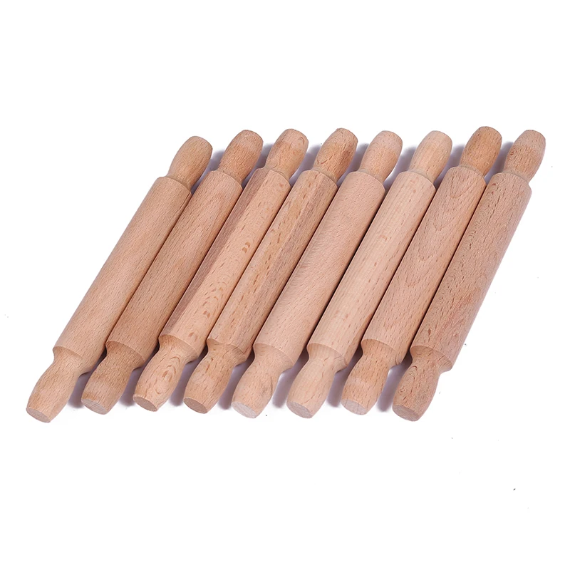 Armazon 14cm Mud Roller Pottery Tools Rolling Pin With Handle Happy Wooden Kitchen Toy Set