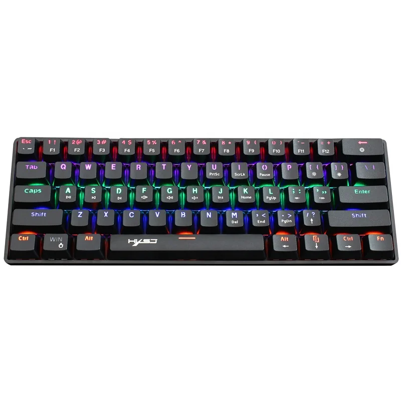 V900 Gaming Mechanical Keyboard Gamer Blue Switch 61 Key Wired Keyboard Anti-ghosting RGB Mix Backlit USB For Gamer PC Laptop