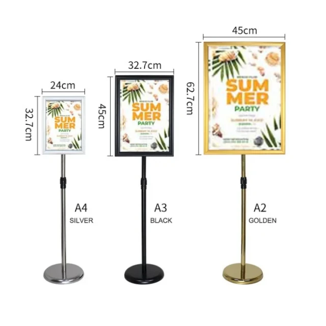 High Quality Advertisement Metal Display Easel Stand Poster Advertising Sign Board With Snap Aluminum Frame