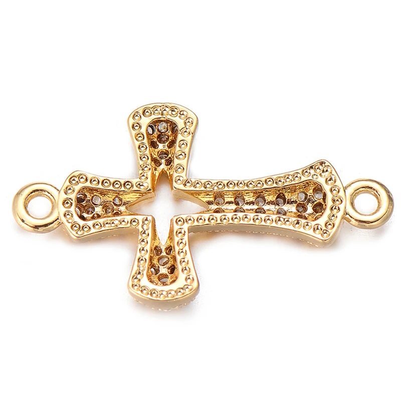 Women Handmade Bracelet Necklace Accessories White CZ Cross Charms for Jewelry Making Micro Pave Clear Zircon Bead Charm