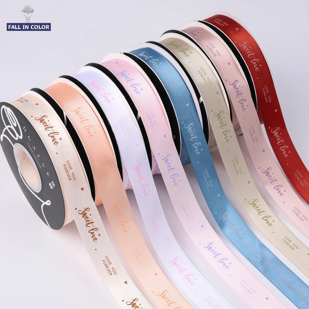 Fall in color Factory Customised decoration ribbon birthday gift box packaging ribbon roll gold thermal transfer ribbon