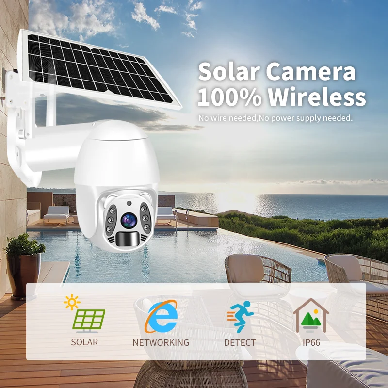 New product 4G HD solar power IP security camera, wifi solar camera with LED lighting
