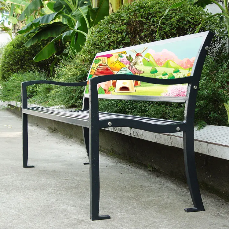 urban street furniture steel advertising bench seat outdoor memorial park benches public garden metal ads bench seating