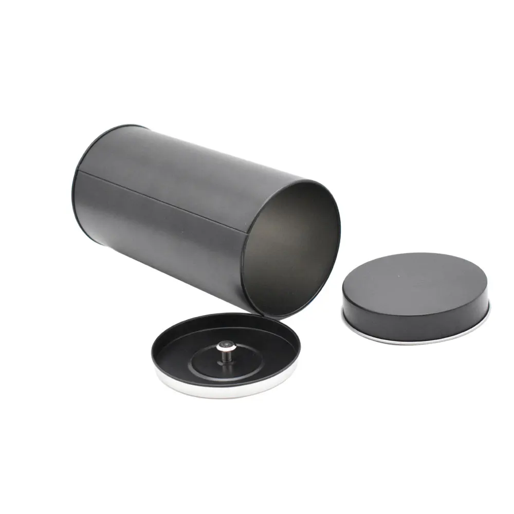 Wholesale Custom Airtight Luxury Tall Round Canister Double Lids Coffee Tea Chocolate Can Storage Packing Metal Tin Box