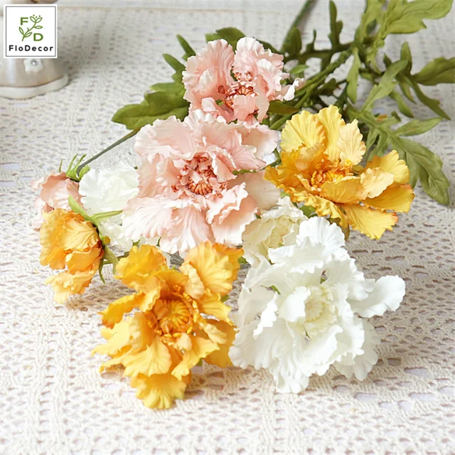 High Quality Artificial Scabiosa Silk Daisy Flower Chervil Spray for Home Wedding Party Decoration Instagram Likes