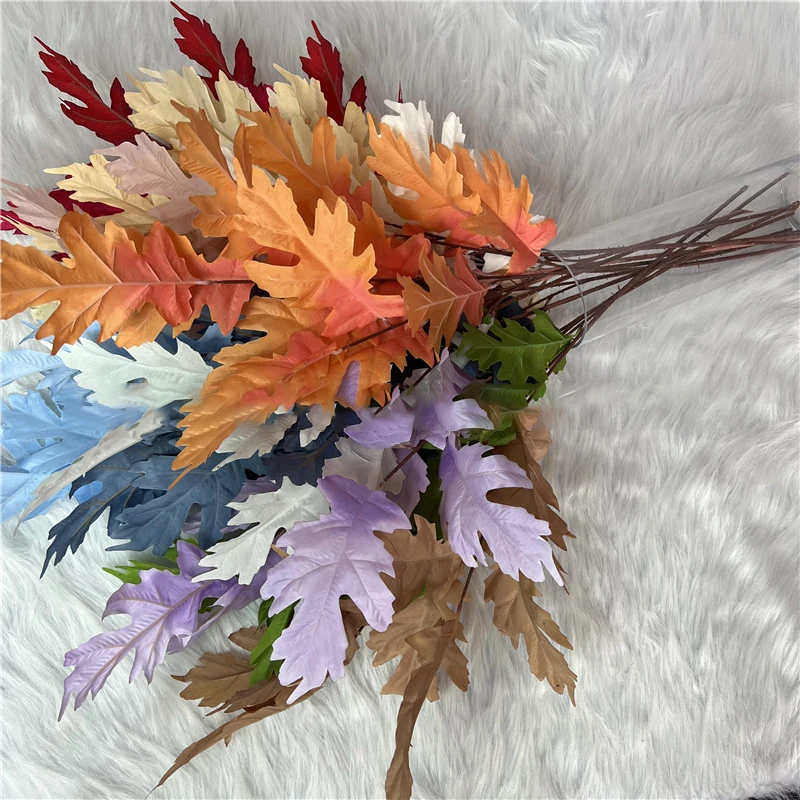 Artificial Decorative Flowers & Plants in Wedding Home Art Featuring Oak Tree Branches Wholesale Cheap 3 Forks Large Oak Leaves