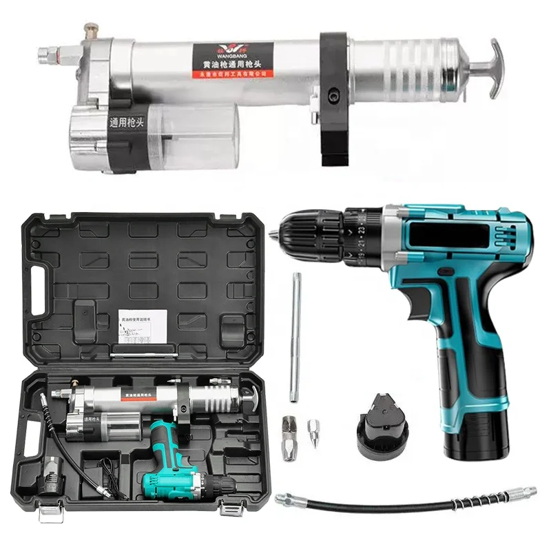 12000PSI electric grease gun drill adapter attachment powered grease gun head for power drilling