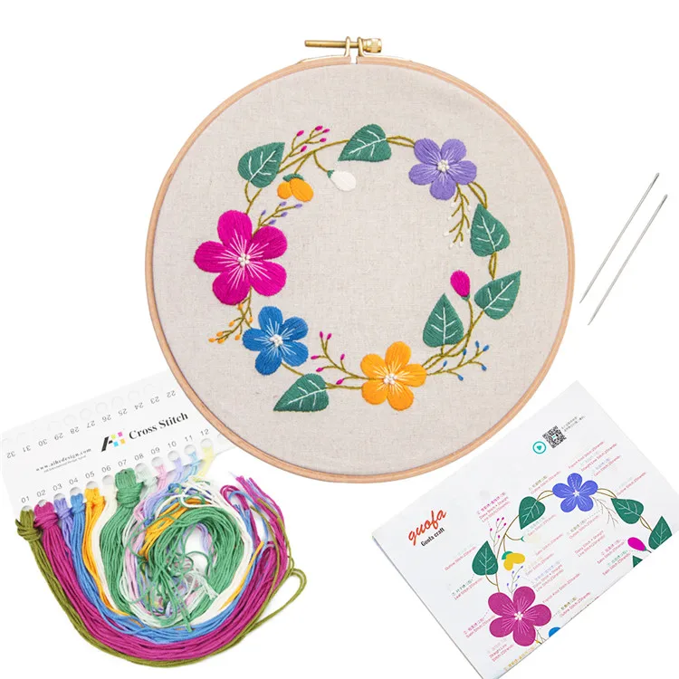 Wholesale Home Decoration Flower Images Cross Stitch Set Woman Housework Needlework Sewing Simple Handmade DIY Embroidery Kit