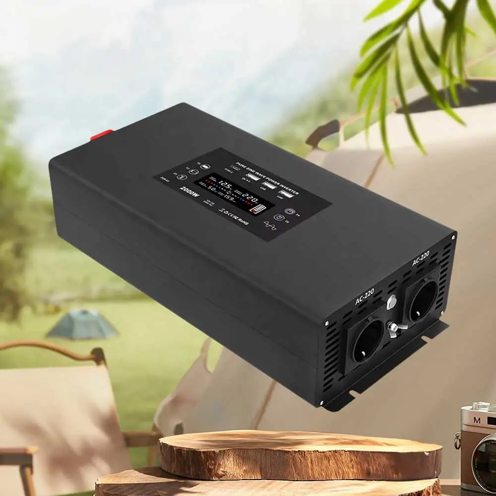 OSWELL 2000W(Peak 4400W) Power Pure Sine  inverter  12V or 24V to AC 110V 220V Converter Supply for RV Home Car Use