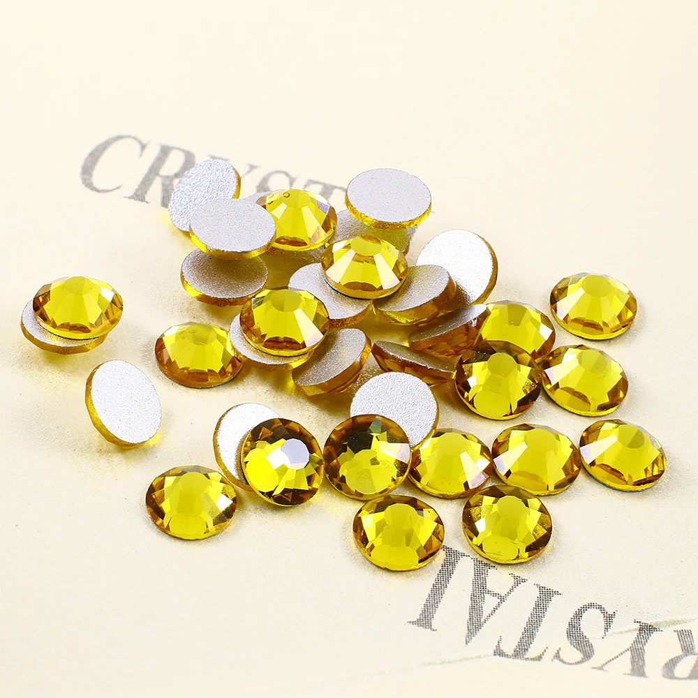 Glass Crystal 10 Sizes Non Hotfix Fancy Colors Round Shape Flatback Rhinestones Glue On Beads mixed color