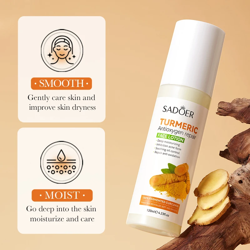 SADOER Wholesale Face Lotion Turmeric Anti-Acne Moisturizing Brightening Repair Smooth Skin Care Facial Milk Cosmetic Products