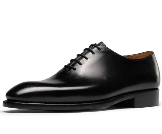Luxury 35-47# black integrated leather oxford shoes lace-up top layer cowhide British business casual dress shoes for men