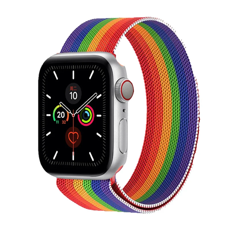  Ярких цветов ремень петля ремешок для Apple watch на возраст 2 3 4 5 6 серия Миланской магнитного полосы 38 мм 40 44 из нержавеющей стали ремешки