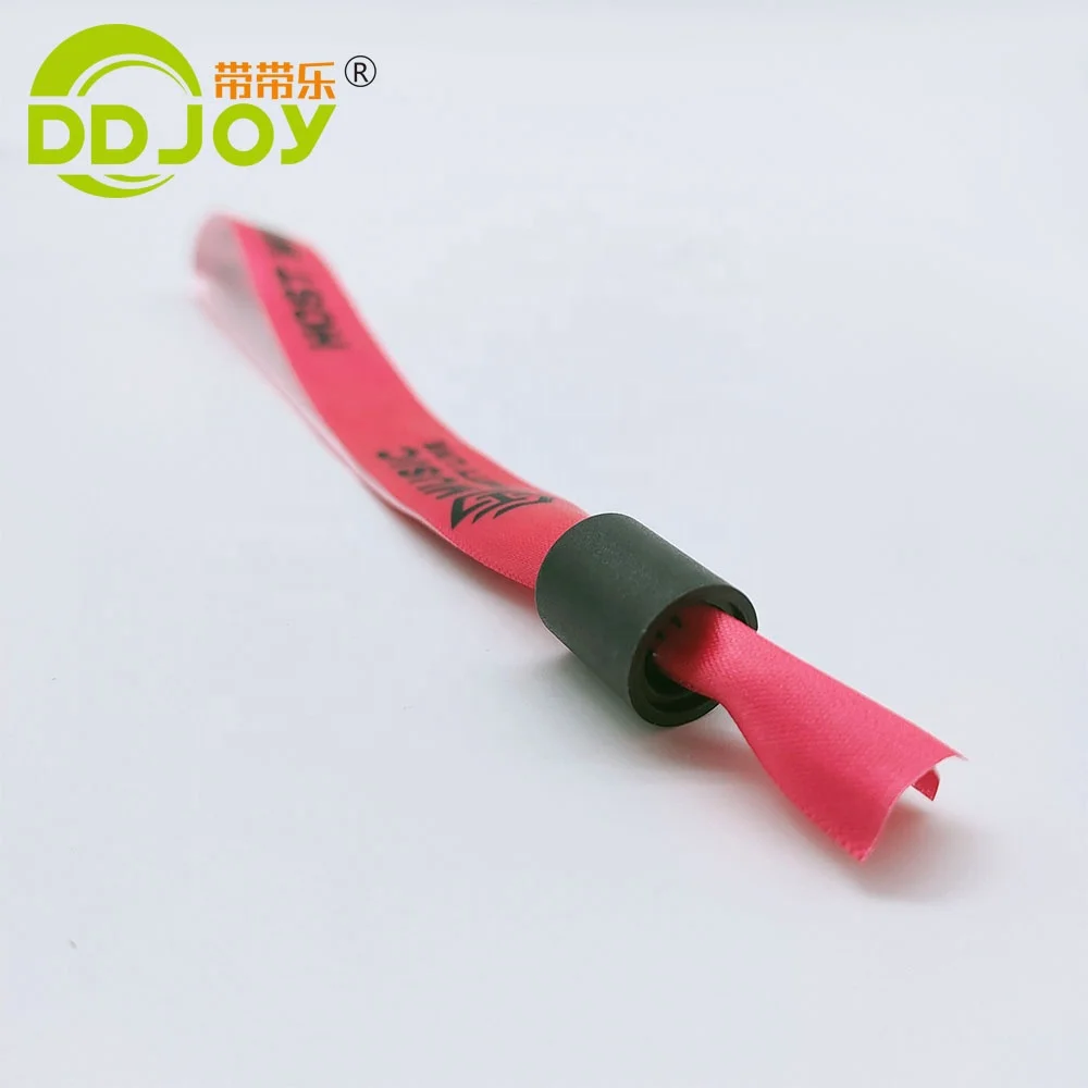 Wholesale Custom Personalised Textile Fabric Bracelets Concert Events Woven Ribbon Polyester Wristband with Plastic Slide lock