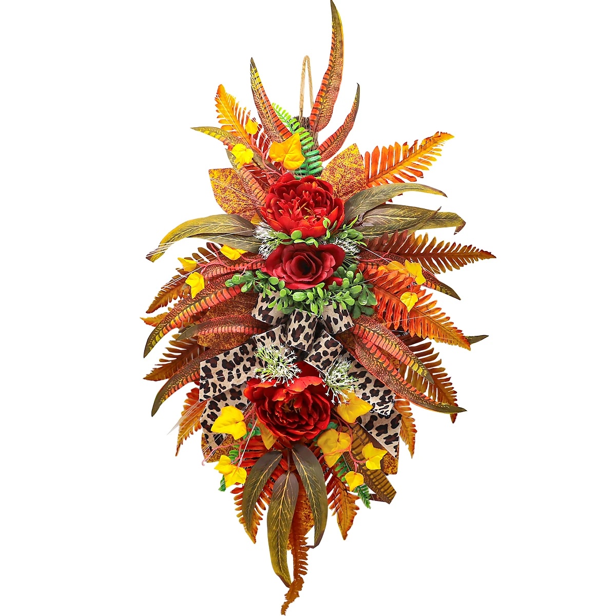 Celebrate Harvest Halloween High Quality Hot Sale Wall Door Decoration Garland Yellow and Red Wreath