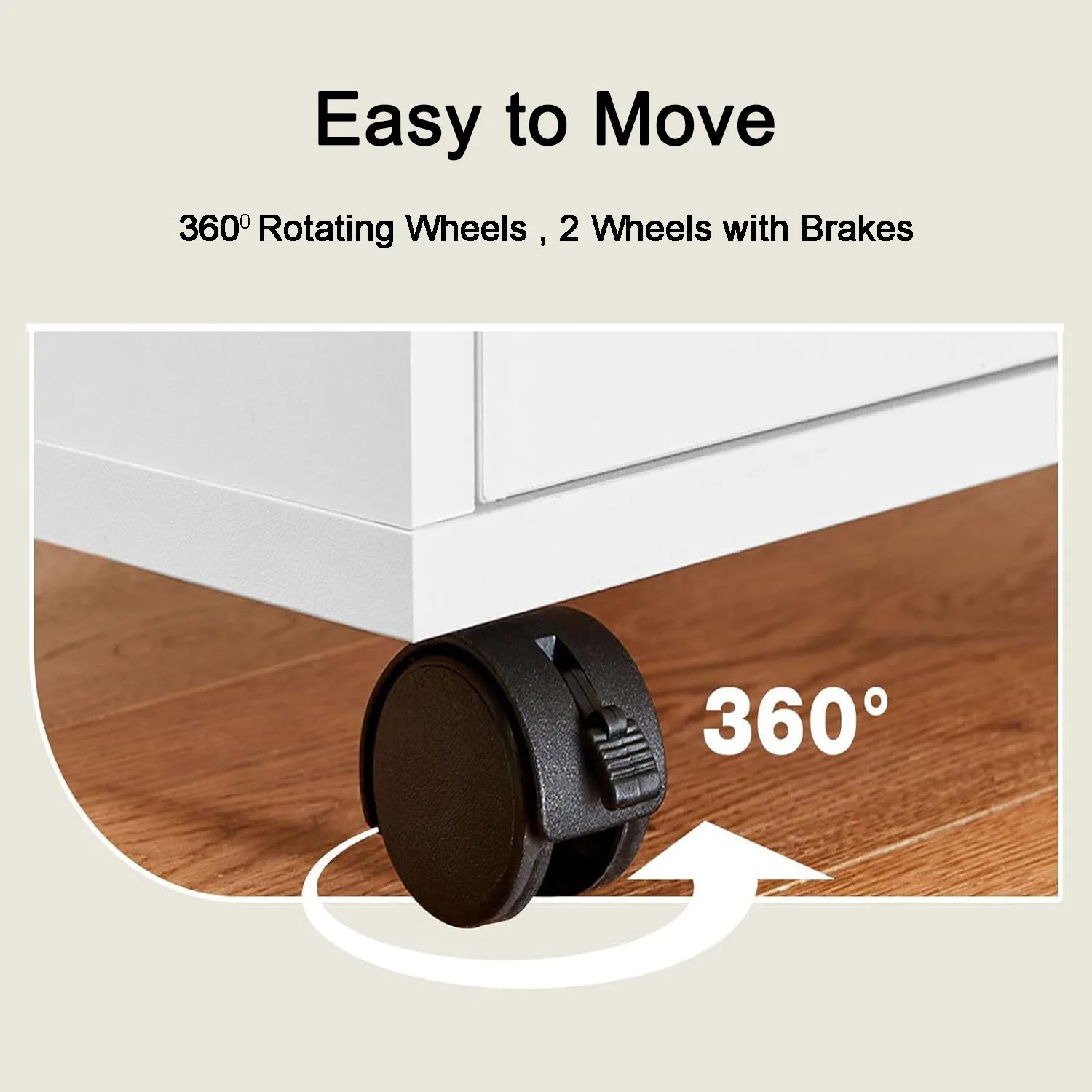 5 Drawers Dressers White Chest of Drawers for Bedroom Mobile Storage Cabinet with Wheels for Home Office Wood