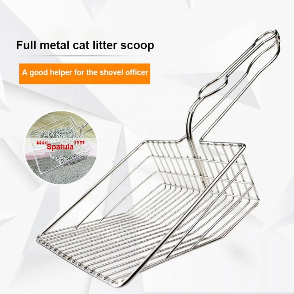 Cat Litter Scooper Metal Wire Litter Scooper Shovel Long Handle Scooper Sifter Cat Litter Tray Hollow Pet Toilet Clean Shovel