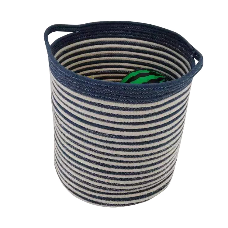 
Factory direct sale cotton woven rope basket living room kids toy storage basket 