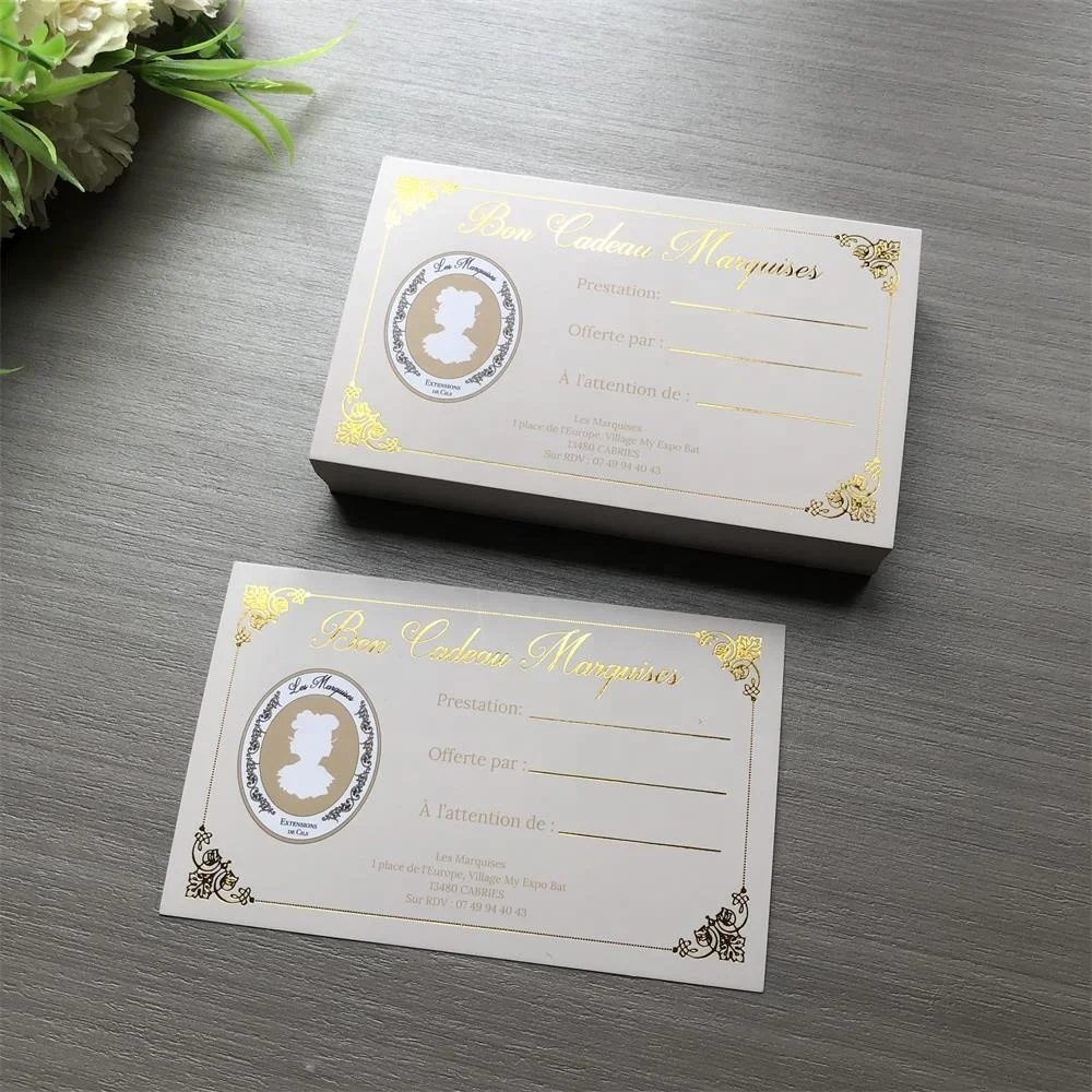 Custom luxury gold foil design coupons gift certificate paper card for small business