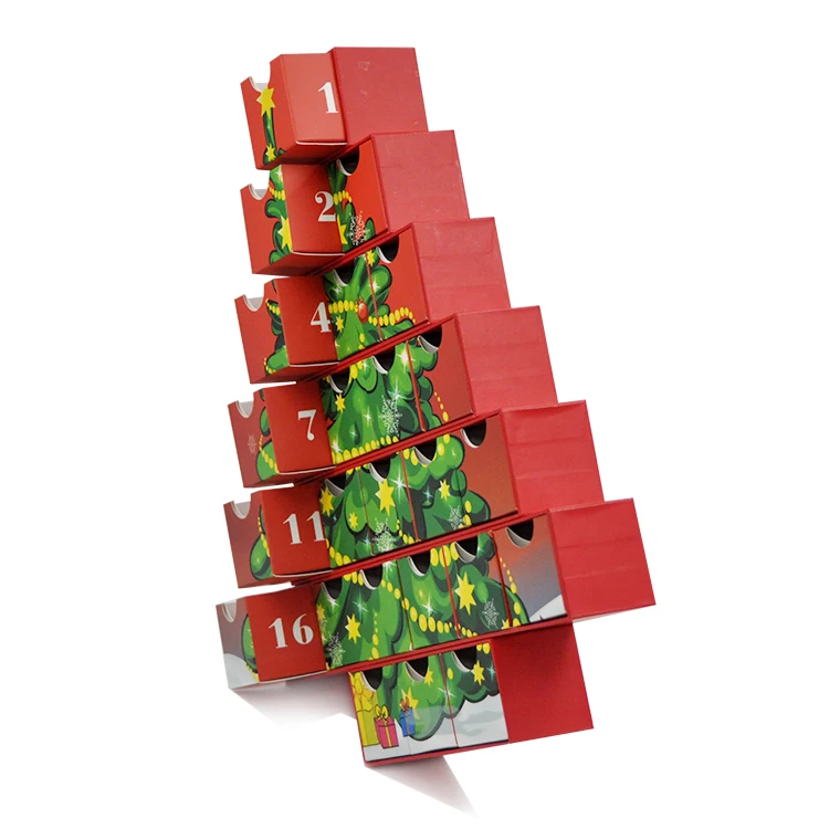 Christmas Tree Advent Calendar Kids Nail Polish Beauty Advent Calendar Cardboard Refillable Advent Calendar For Jewelry