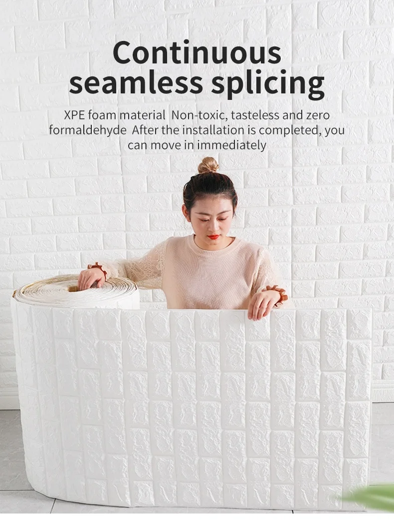 Waterproof and soundproof factory supply soft selling 3d foam wallpaper for home decoration