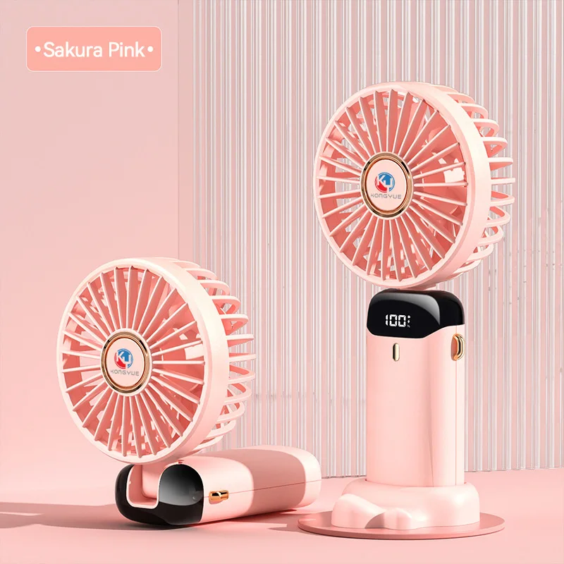 Electric Fan Mini Rechargeable Hand Held Fan Mini Portable Fan with Phone Holder