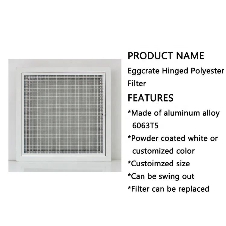 Hvac Aluminum Eggcrate Exhaust Ceiling Return Air Grille with Removable Hinged Filter