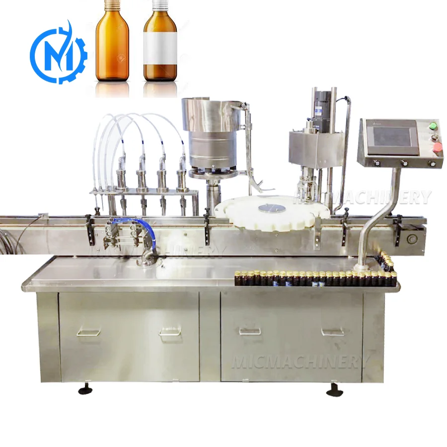 Automatic Glass Bottle Capping  Oral Liquid Medical Syrup Filling Machine