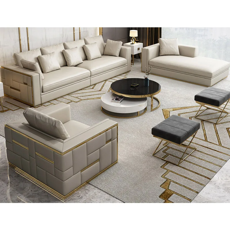 Foshan Modern Chesterfield Luxury Sofa Set Leather Shell Deep Living Sofa Bed Couch For Live Sitting Room Furniture