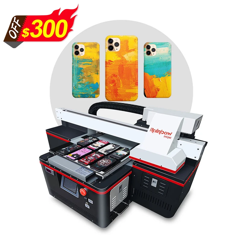 Rainbow automatic uv printer a3 machine uv flatbed printer for uv dtf transfer phone case glass wood ceramic gift