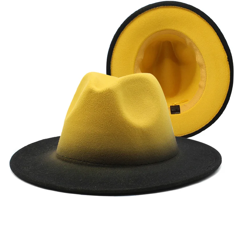 Wholesale Vintage Style Hot Selling High Quality Women Men Gradient Fedora Hats For Adults