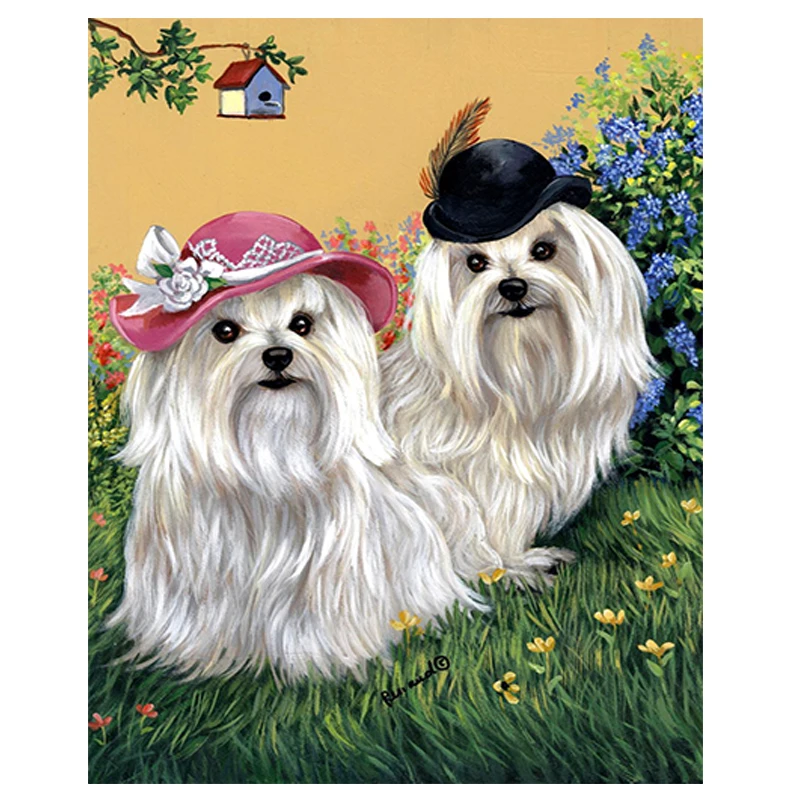 
QIQI GIRL 40x50 full diamond painting 5D square/round animal puppy art mosaic 