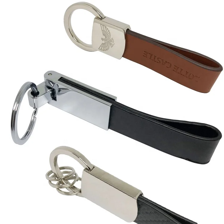 Luxury Custom Logo Promotional Metal Car Brand Blank PU Leather Key Chains With Key Ring Chaveiros llaveros Portachiavi