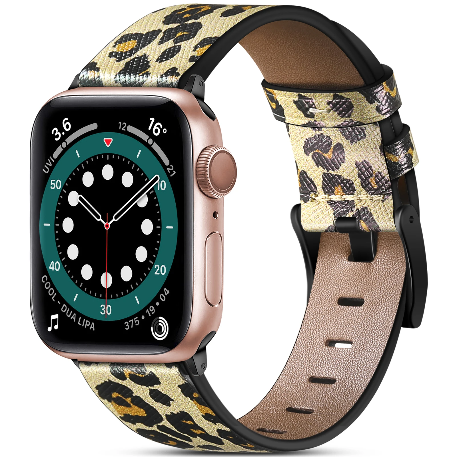 Colorful Bracelet Strap Replacement For Apple Leopard Printed Genuine Leather Watch Band