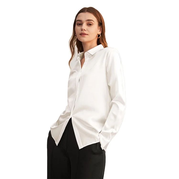 Factory wholesale 100% mulberry silk shirt women high quality luxury custom silk shirts