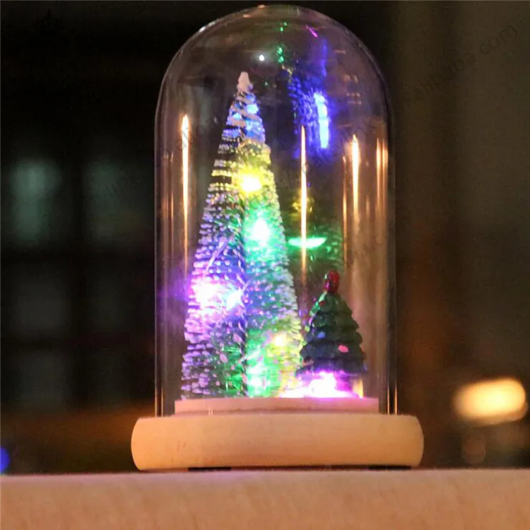 Рождественская елка, светодиодный ночник, настольное украшение со стеклянным покрытием, праздничное украшение, рождественские подарки, Новогодняя Рождественская елка