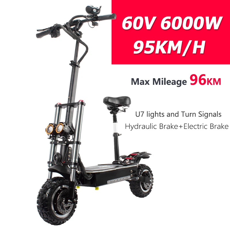 Halo Knight T107 60V 6000w Dual Motor Electric Scooter Off Road Electric Folding Mobility Scooter