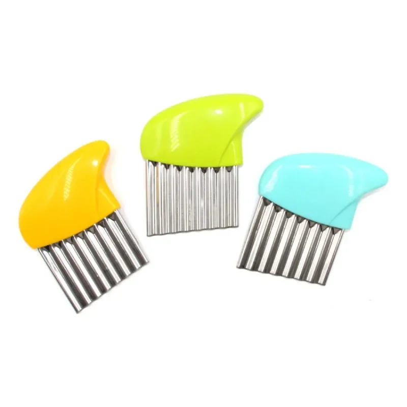 Potato Cutter Chip French Fry Maker Dough Vegetable Fruit Crinkle Wavy Slicer Knife Stainless Steel Potato Cutter Kitchen Tool
