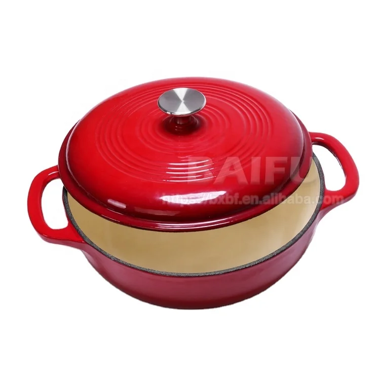 Factory Direct hot selling Enameled cast iron casserole with lid and handles cast iron seafood pot paella pan