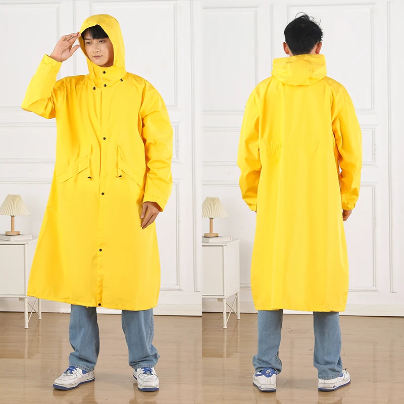men Rain Jacket Waterproof Long Rain Coats Hooded Windbreaker Lightweight Raincoats Travel Hooded Coats