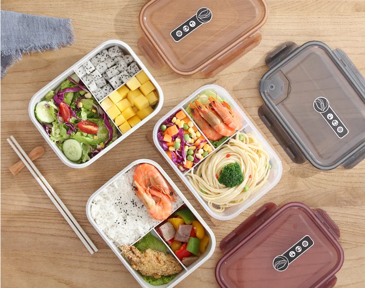Microwaveable plastic preservation box Japanese-style sealed multi-compartment Portable student  lunch box